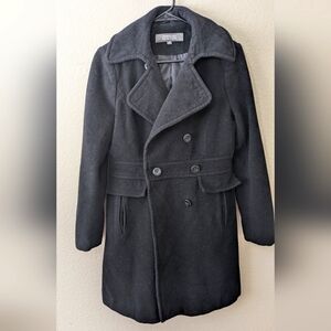 KENNETH COLE REACTION Coat 10 Long Wool Overcoat Charcoal black